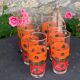 6 glasses to orangeade mosaic orange and green vintage 1970