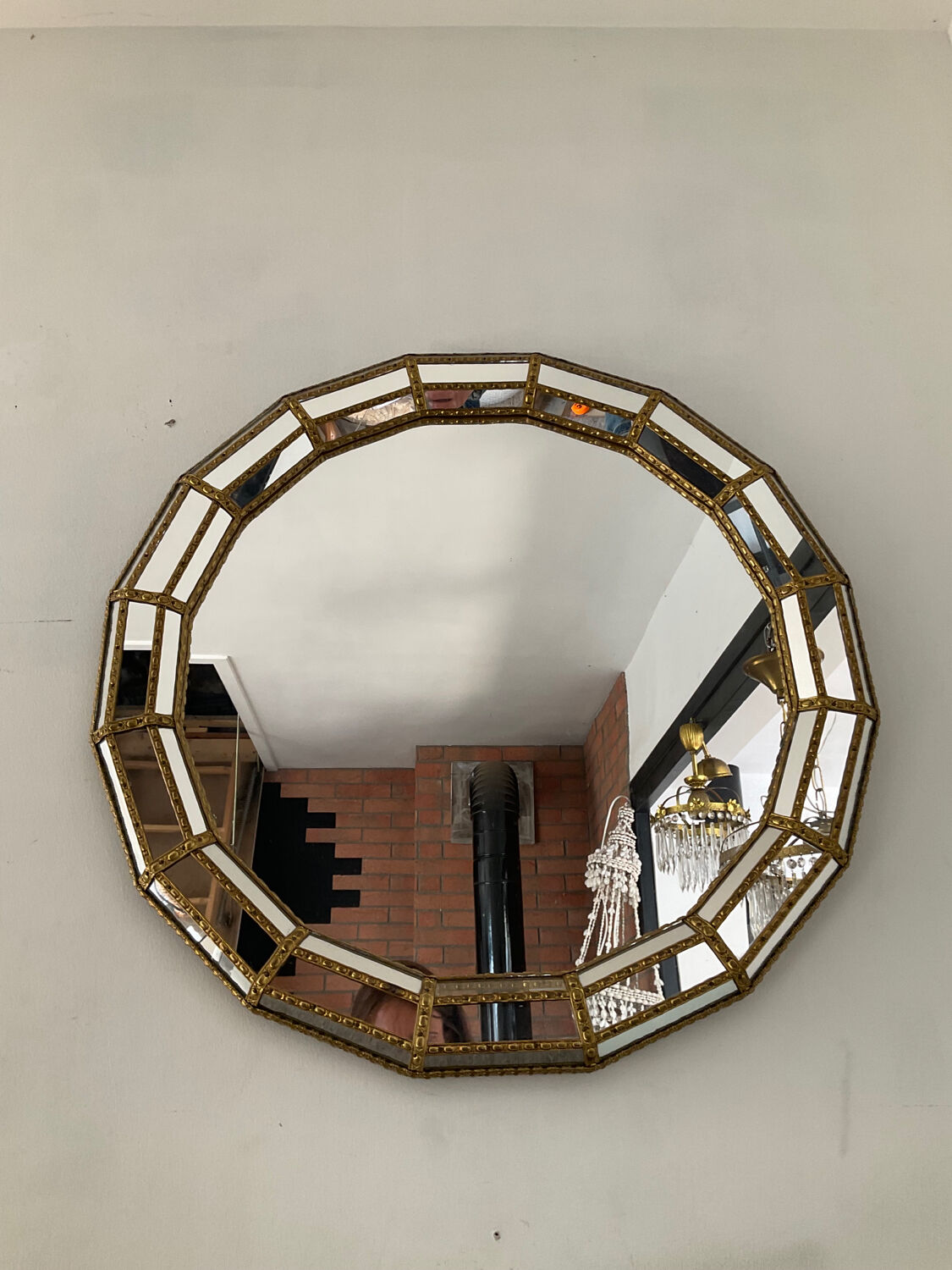 Vintage mirror in brass and parcloses 60s