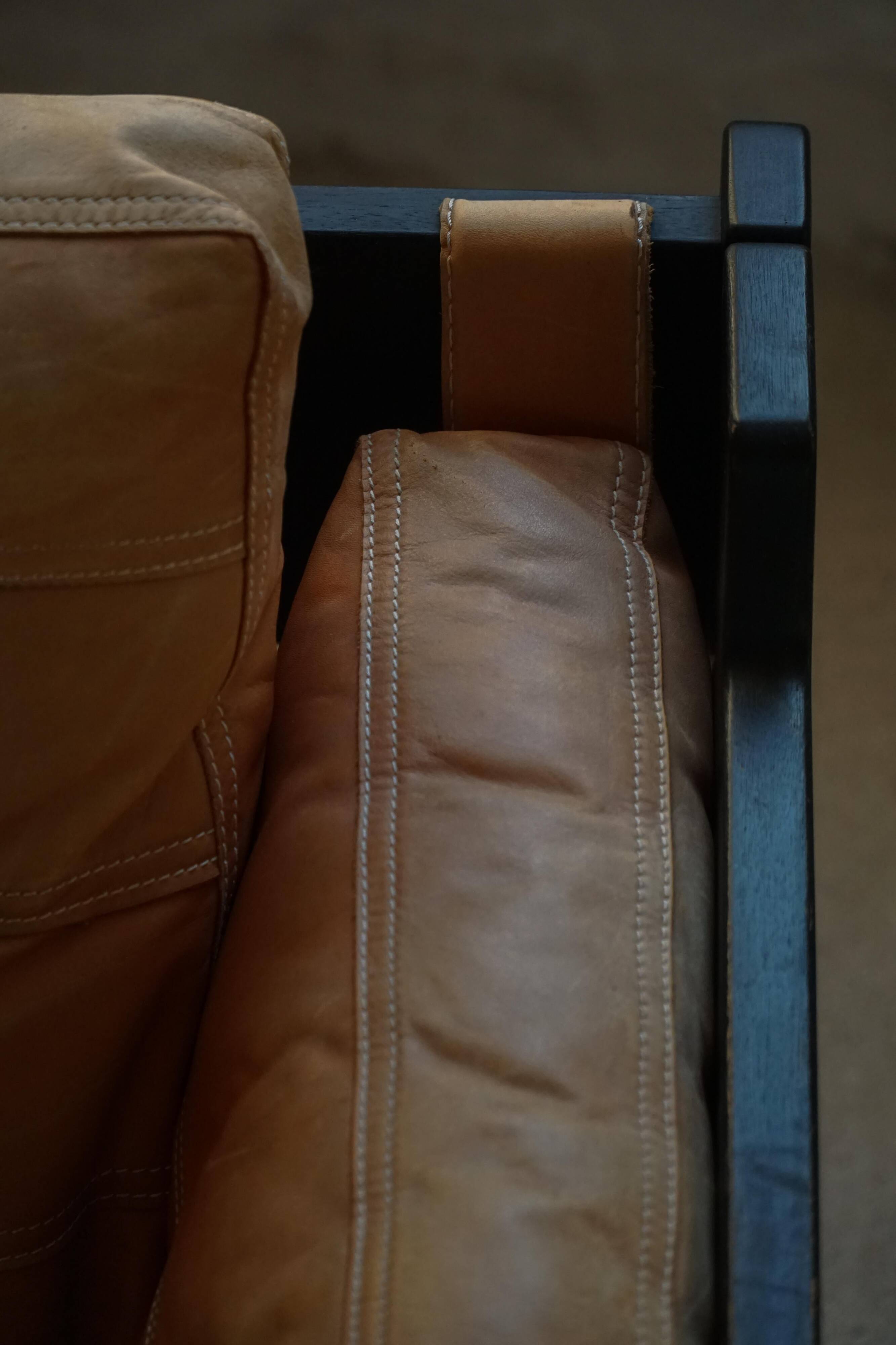 Pair of Easy chairs by Rud Thygesen & Johnny Sørensen in wood and leather, 1970s.
