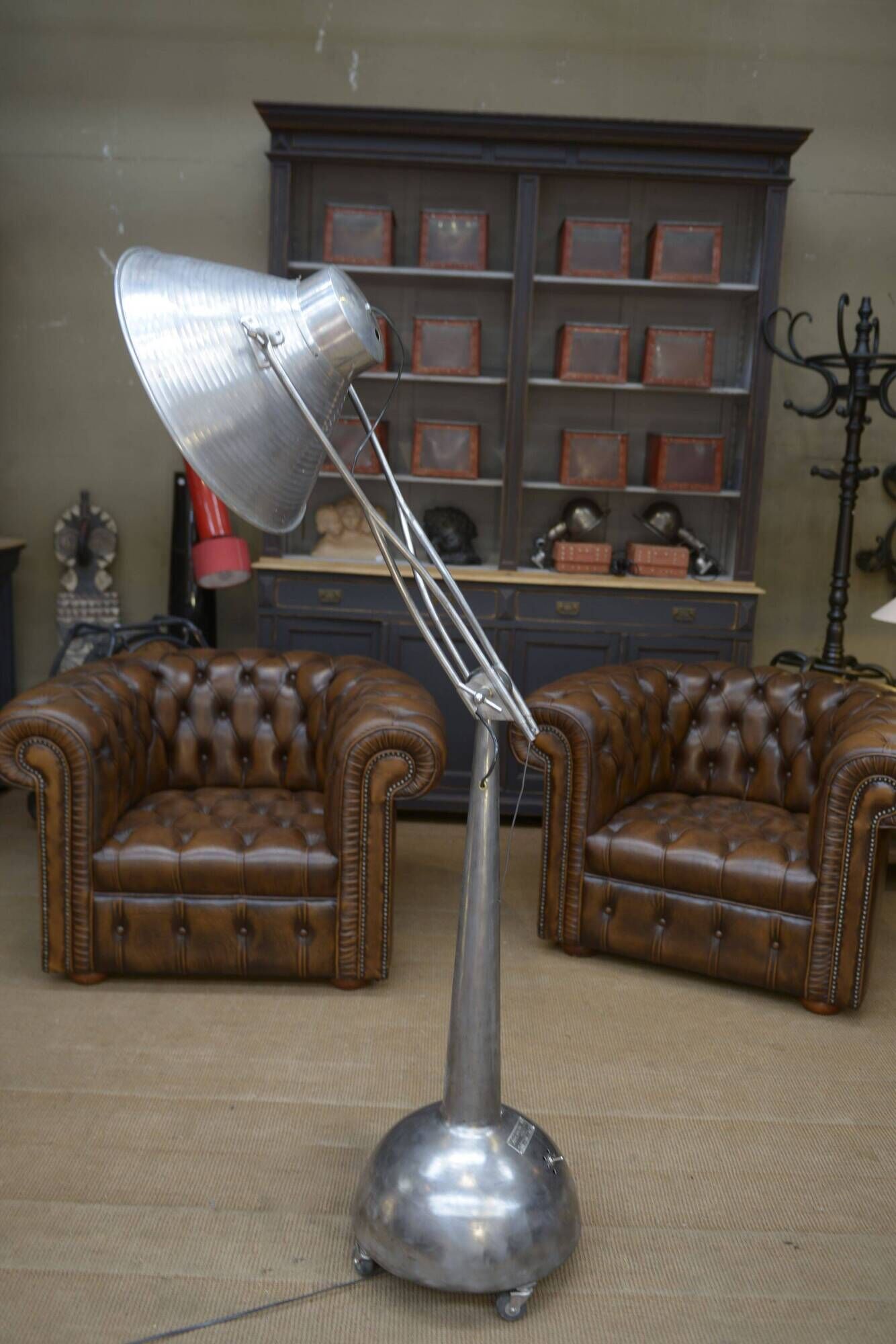 Industrial Adjustable Metal Workshop Spotlight Floor Lamp 1950