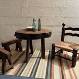 Table basse bois brutaliste