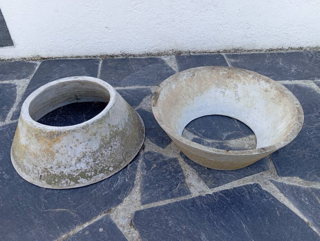 Paire de jardinières vasques années 50 fibrociment