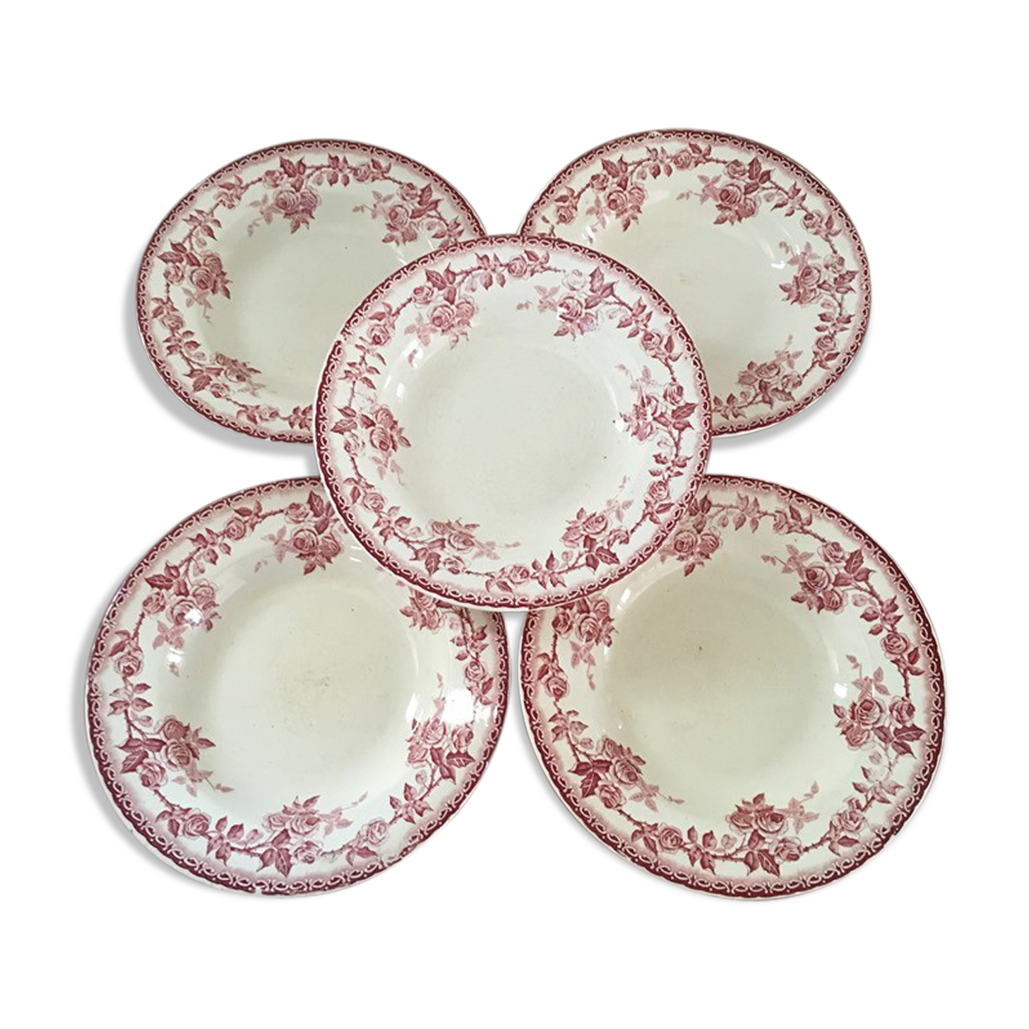 Set of five iron earth soup plates
