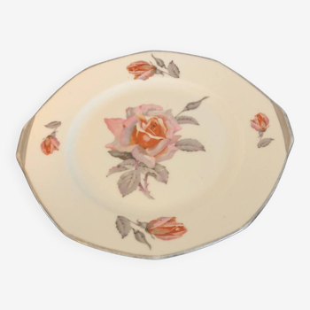 Plat vintage  en porcelaine PL France motifs roses