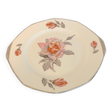 Plat vintage  en porcelaine PL France motifs roses