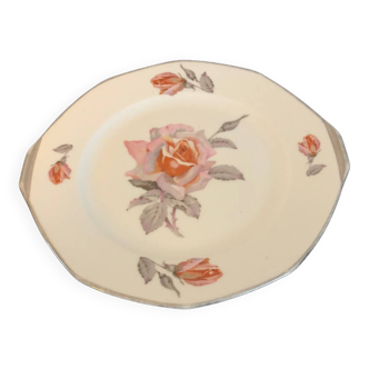 Plat vintage  en porcelaine PL France motifs roses
