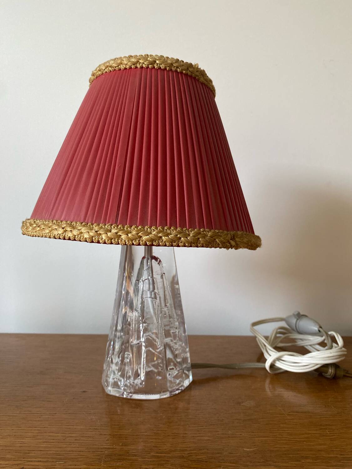 DAUM Lamp Model Iceberg Crystal + Vintage Shade Made In France