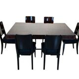 French Art Deco Expandable Dining Room Set, 1930, Set of 9