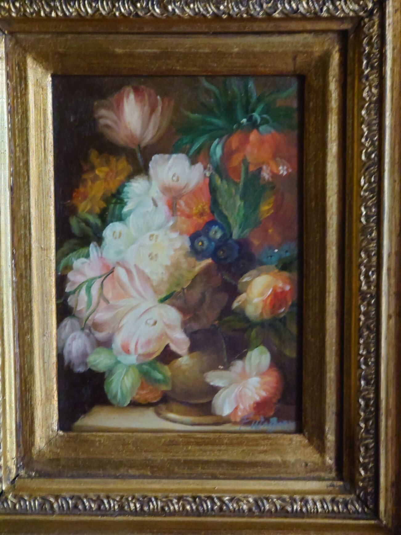 Oil on wood signed gilded frame XX centuries