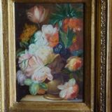 Oil on wood signed gilded frame XX centuries