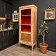 Armoire vitrée vintage bois brut 1950