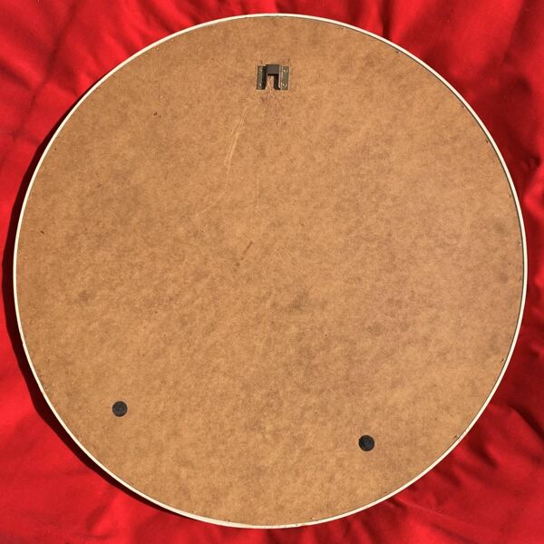 Miroir rond vintage en bois peint blanc d'un seul tenant - 68 cm