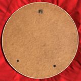 Miroir rond vintage en bois peint blanc d'un seul tenant - 68 cm