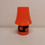 Table lamp, made in red double layer glass with metal details. estimated from the 1960s