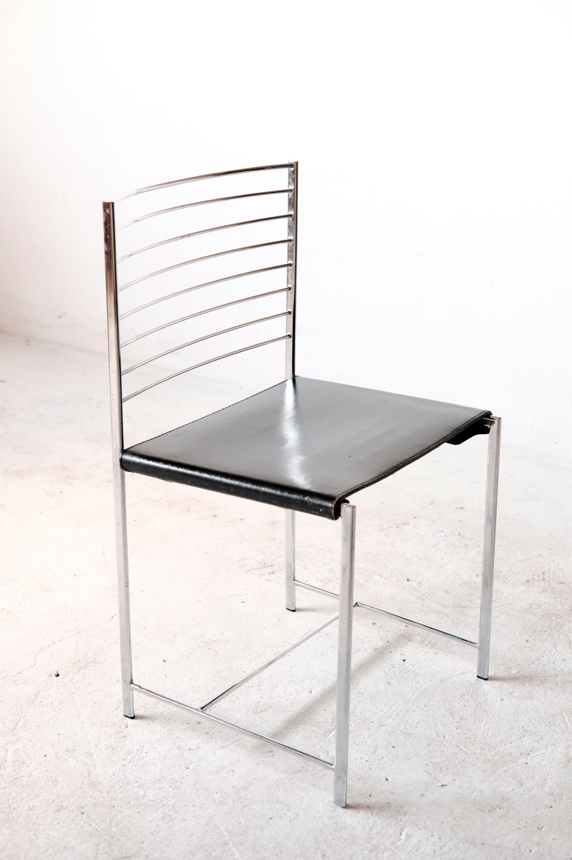 Set of 4 chrome and leather chairs by Cidue, Italy 1970's