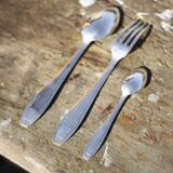 Art Deco cutlery set in box, silver-plated metal cutlery set, decorative table
