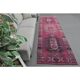 Vintage Turkish Hand-Knotted Wool Cotton Pink Runner Rug 104x351