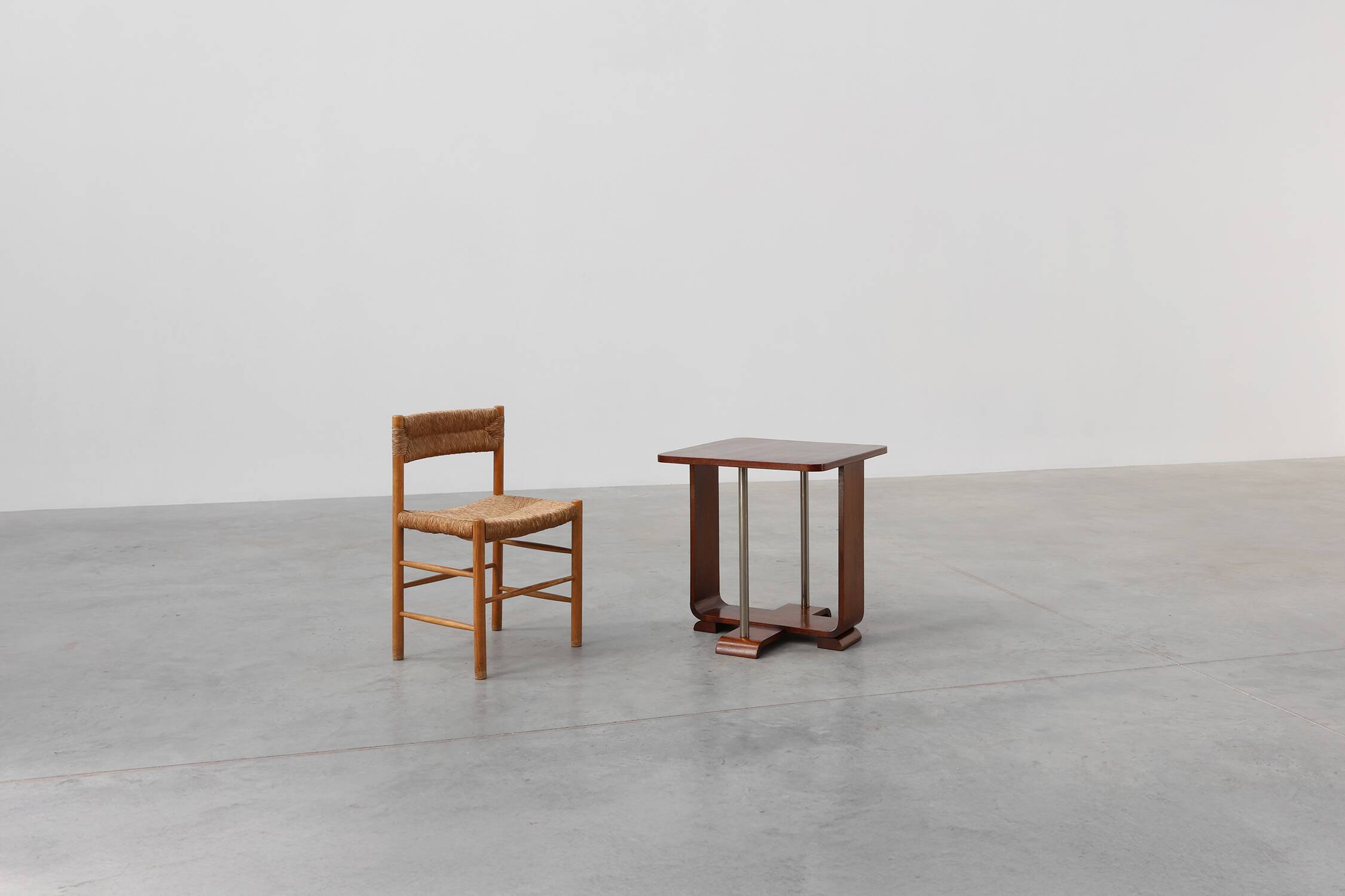Art Deco square side table in oak veneer, France ca. 1925
