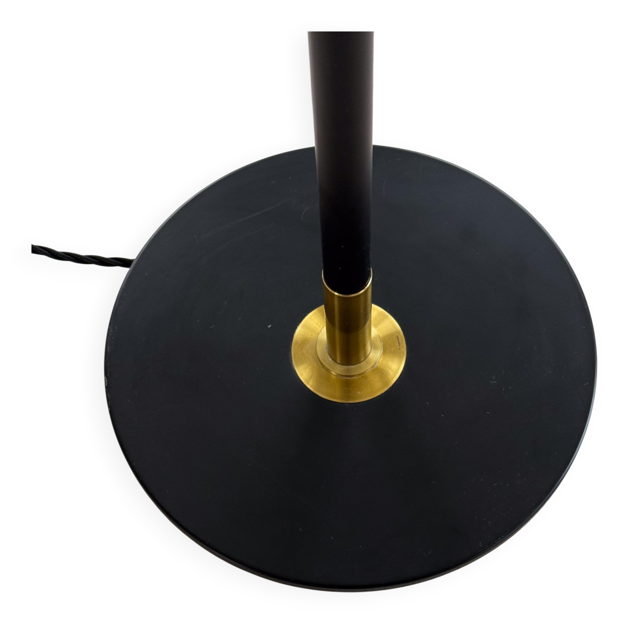 Modern mid-century floor lamp by Aage Petersen, for Le Klint, Denmark, 1970s.