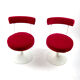 60s rotating tulip cocktail chair in red velvet