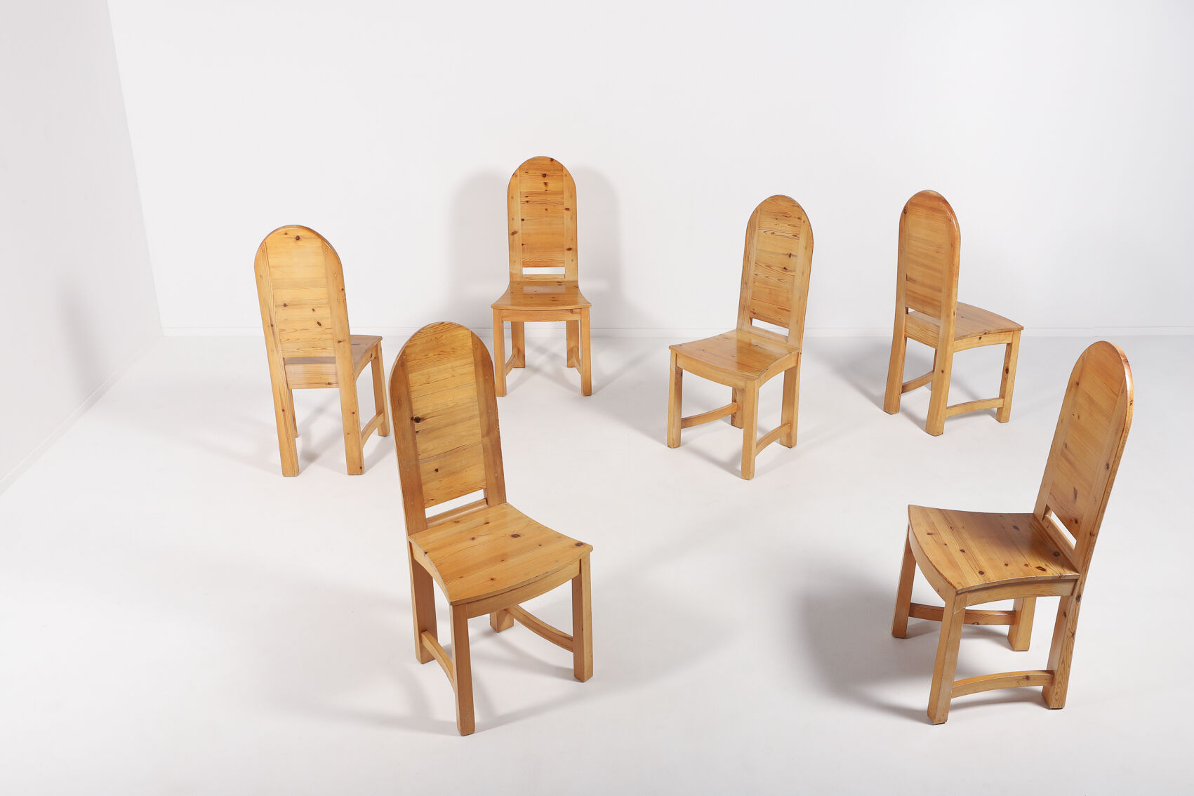 Set of 6 Swedish solid pine chairs by Sven Larsson Möbelshop