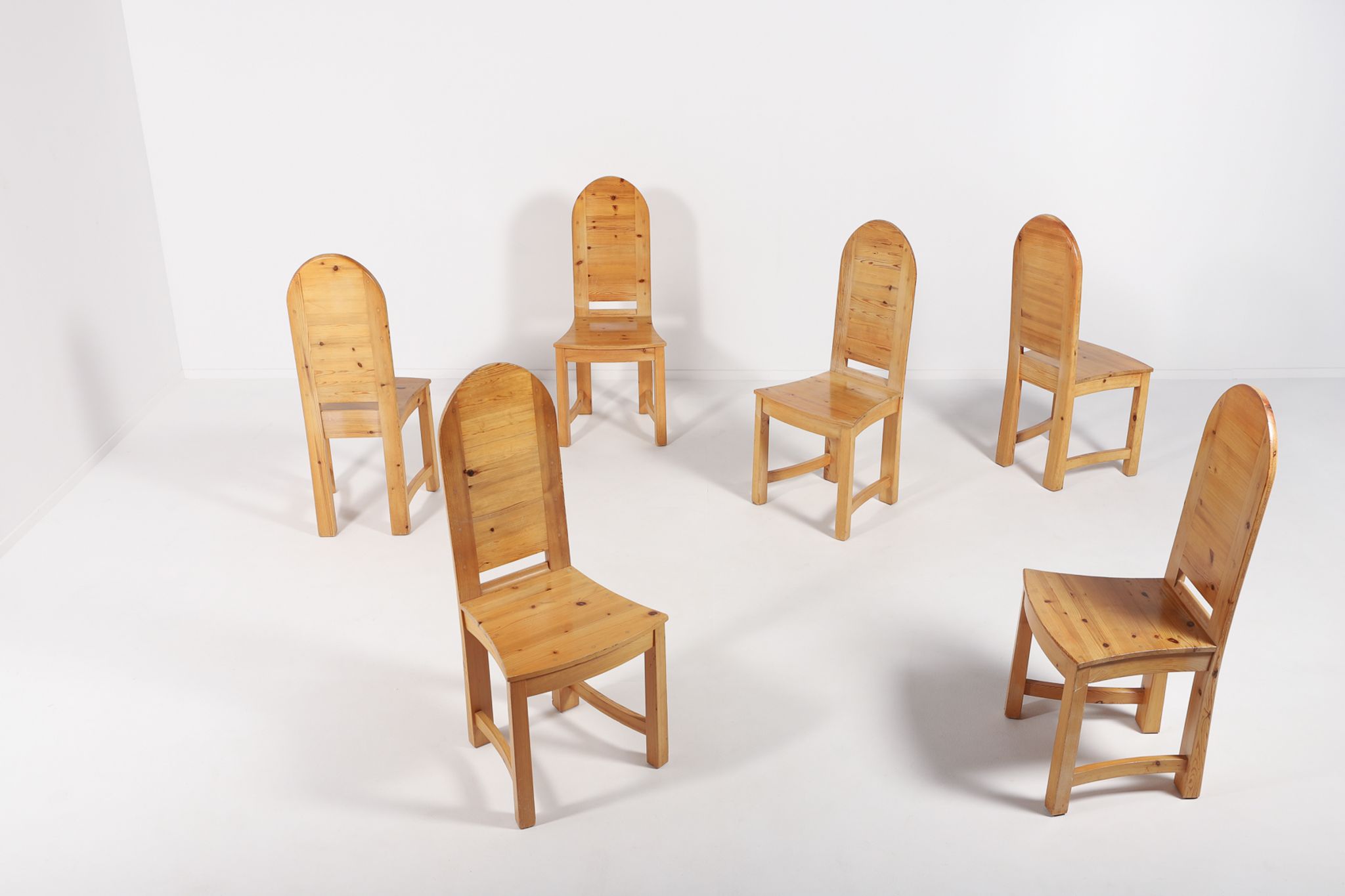 Set of 6 Swedish solid pine chairs by Sven Larsson Möbelshop