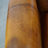 Cowhide Leather Armchair with Deep Warm Colors