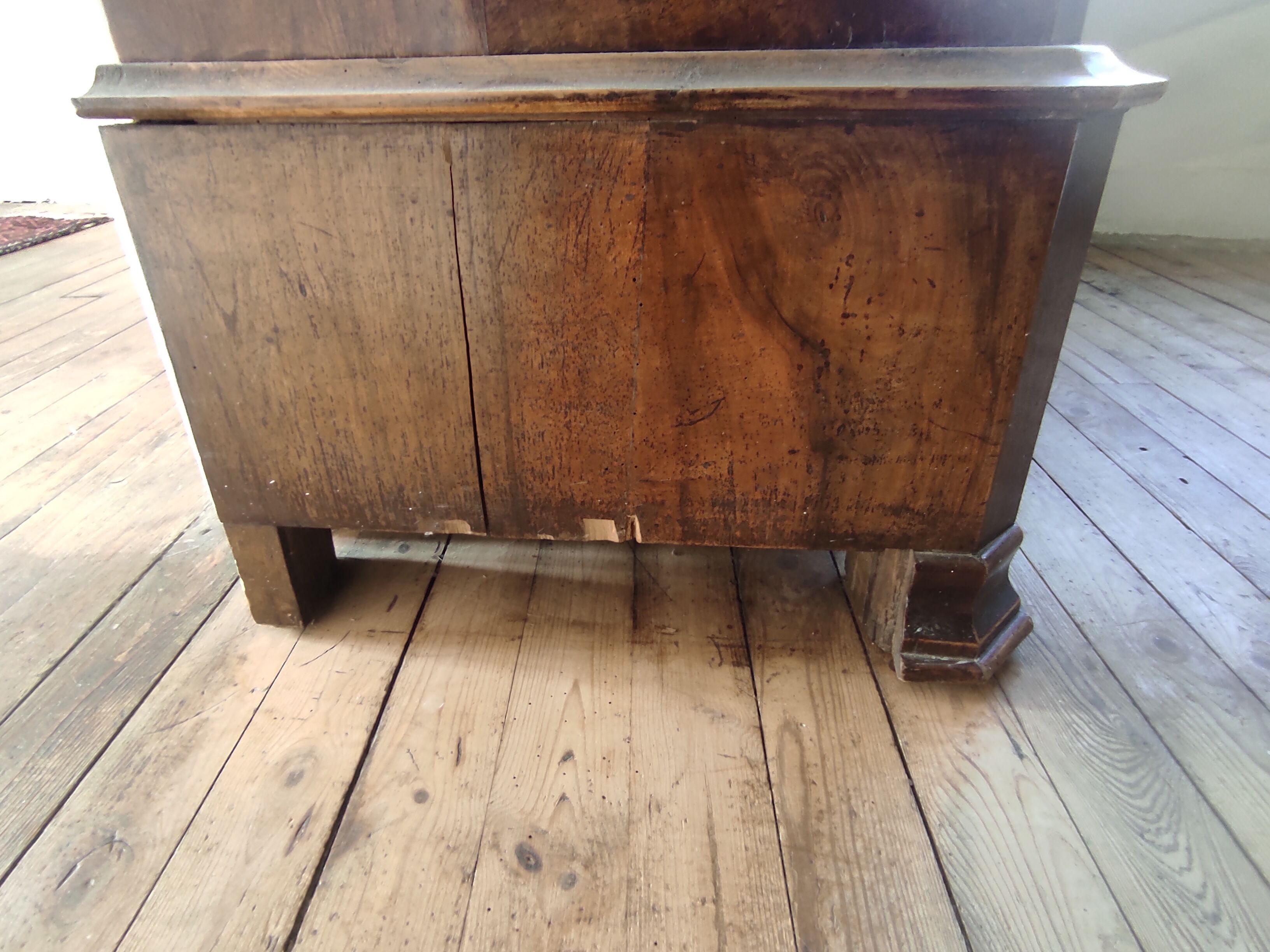 Old wardrobe Louis Philippe 2 doors 19th century 1 drawer shelves