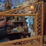 Large and unusual rattan mirror from the 1960s