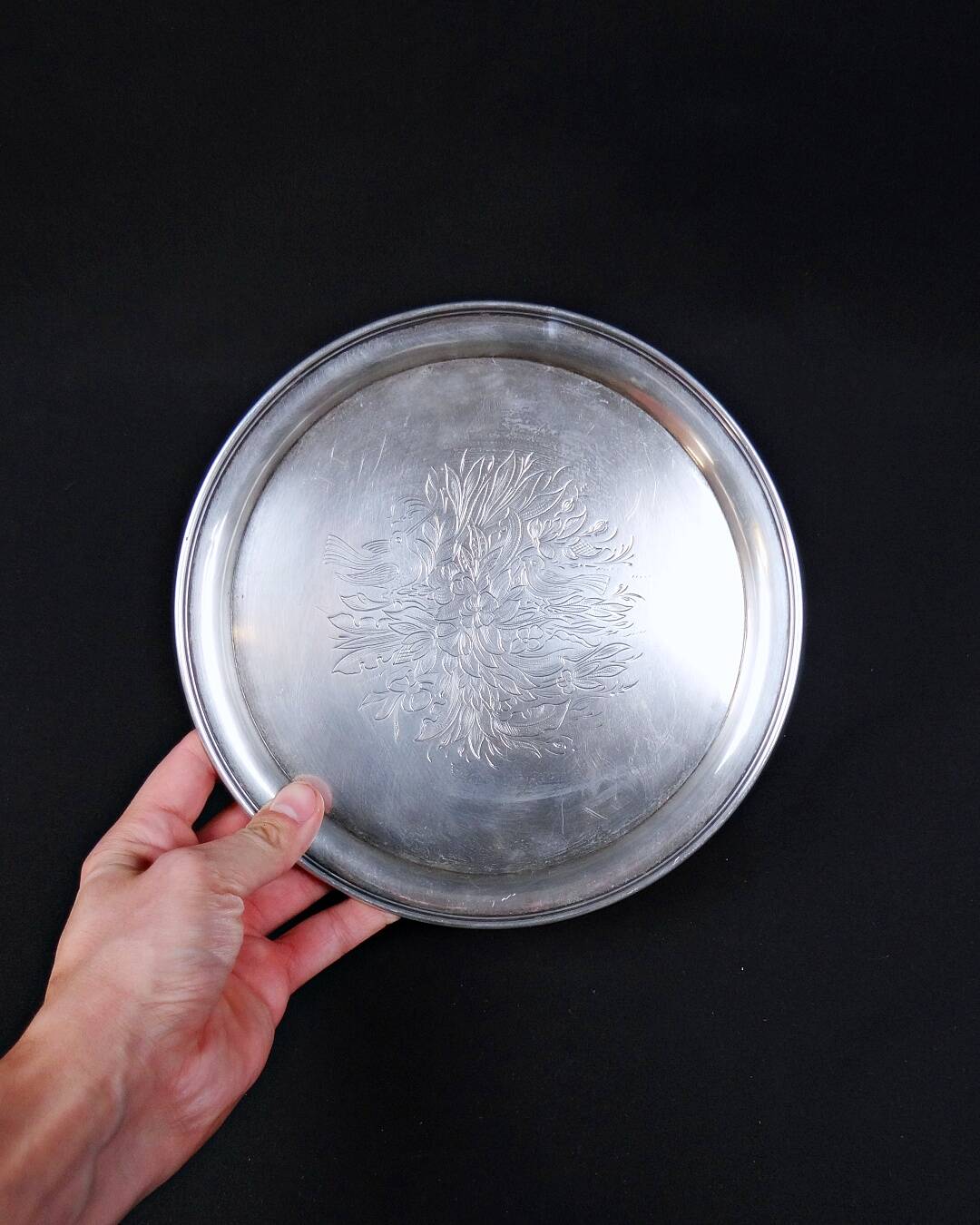 Solid silver tray signed Sazikov Russian wedding dish from 1868