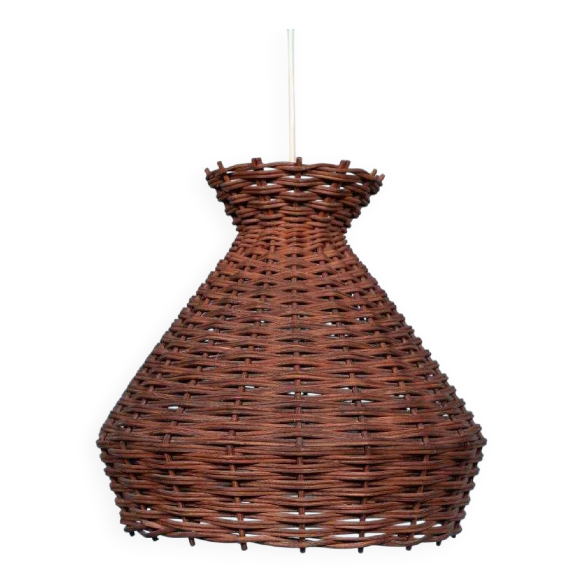 Bohemian suspension from the sixties, woven vintage lampshade.
