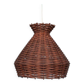 Bohemian suspension from the sixties, woven vintage lampshade.