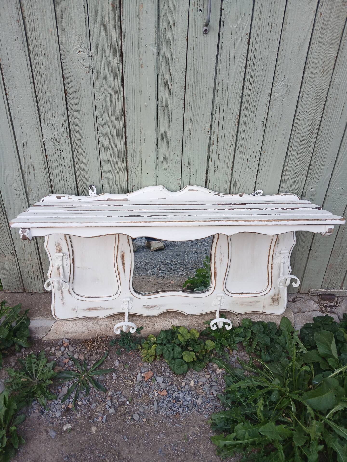 Vintage wooden wall coat rack