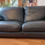Roche Bobois black leather sofa
