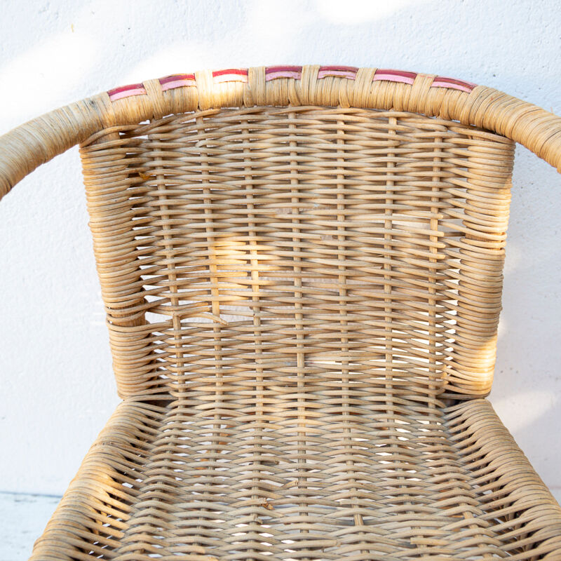 Wicker and rattan armchair for children