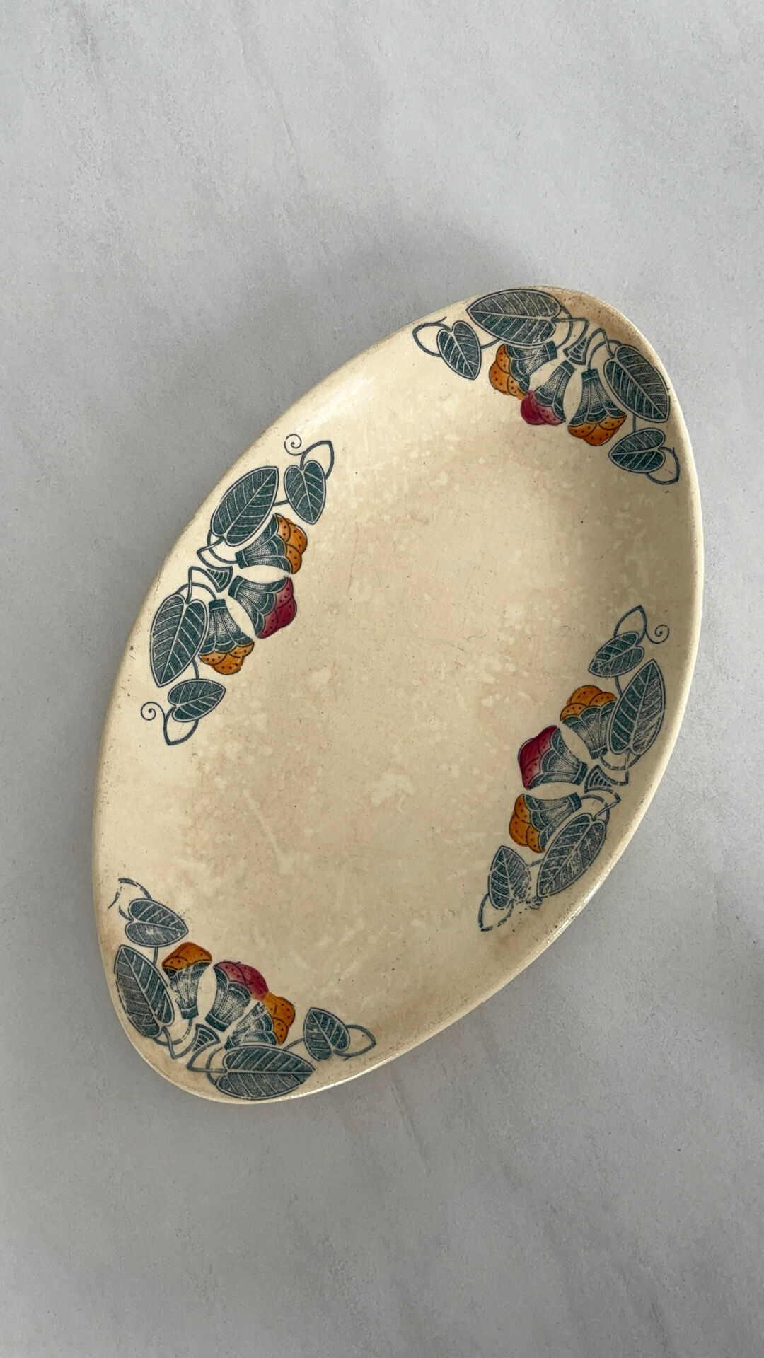 Ravier ironstone Longchamp model Rita - oval dish antique earthenware