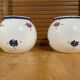 Pair of antique st clément round vases white ceramic flower decor vintage