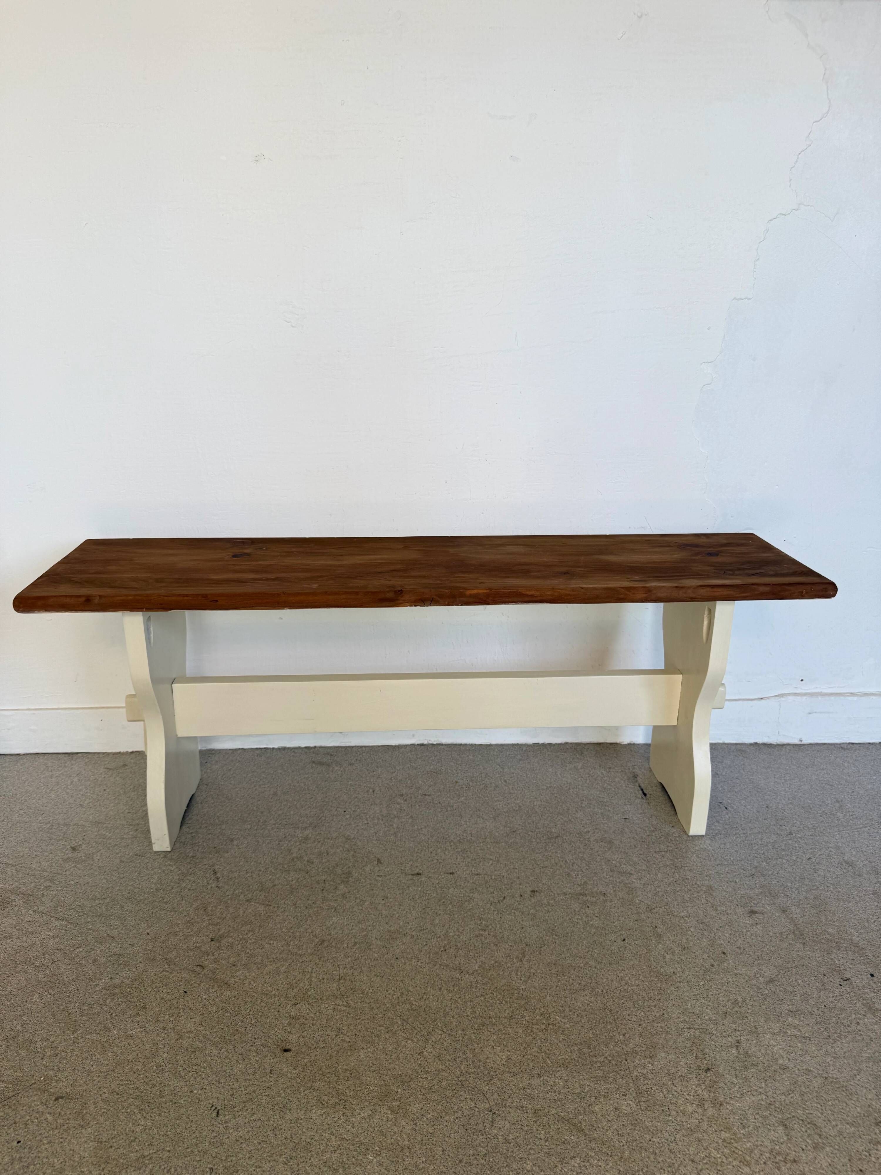 Vintage farmhouse bench made of solid wood
