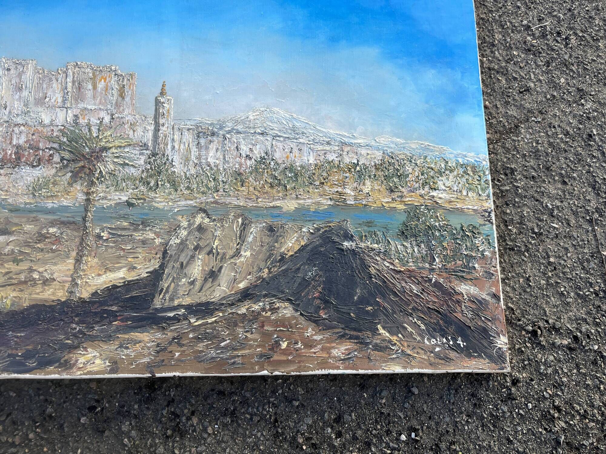 Orientalist painting – Kasbah between Ouarzazate and Zagora – Oil on canvas