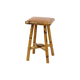 Vintage stool bamboo wood skai leather wooden tabuuret 49cm