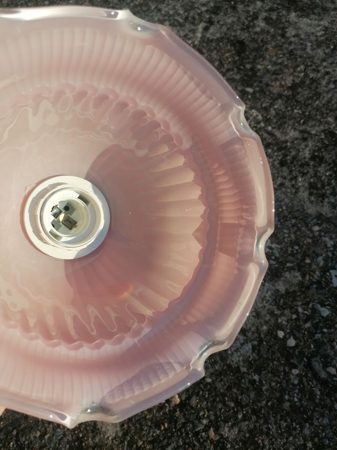 Vintage pink molded glass walker