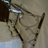 Chrome iron coat rack with hat holder