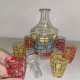 Service à liqueur digestif vintage 50 60  6 verres et 1 carafe