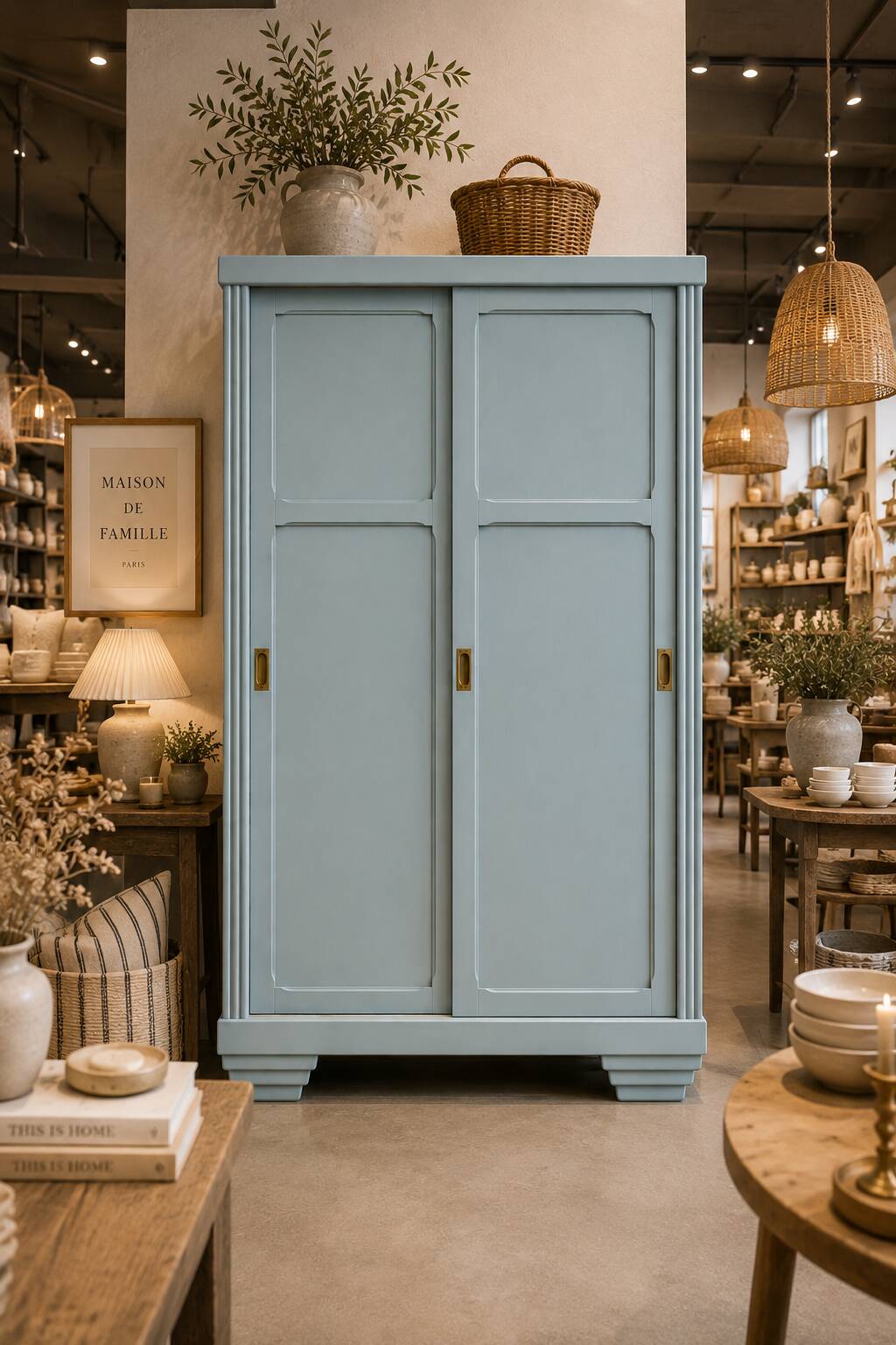Parisian Art Deco wardrobe with sliding doors.