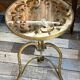 Pair of small side tables or end tables in gilded wrought iron, typical of the 1950s/1960s.