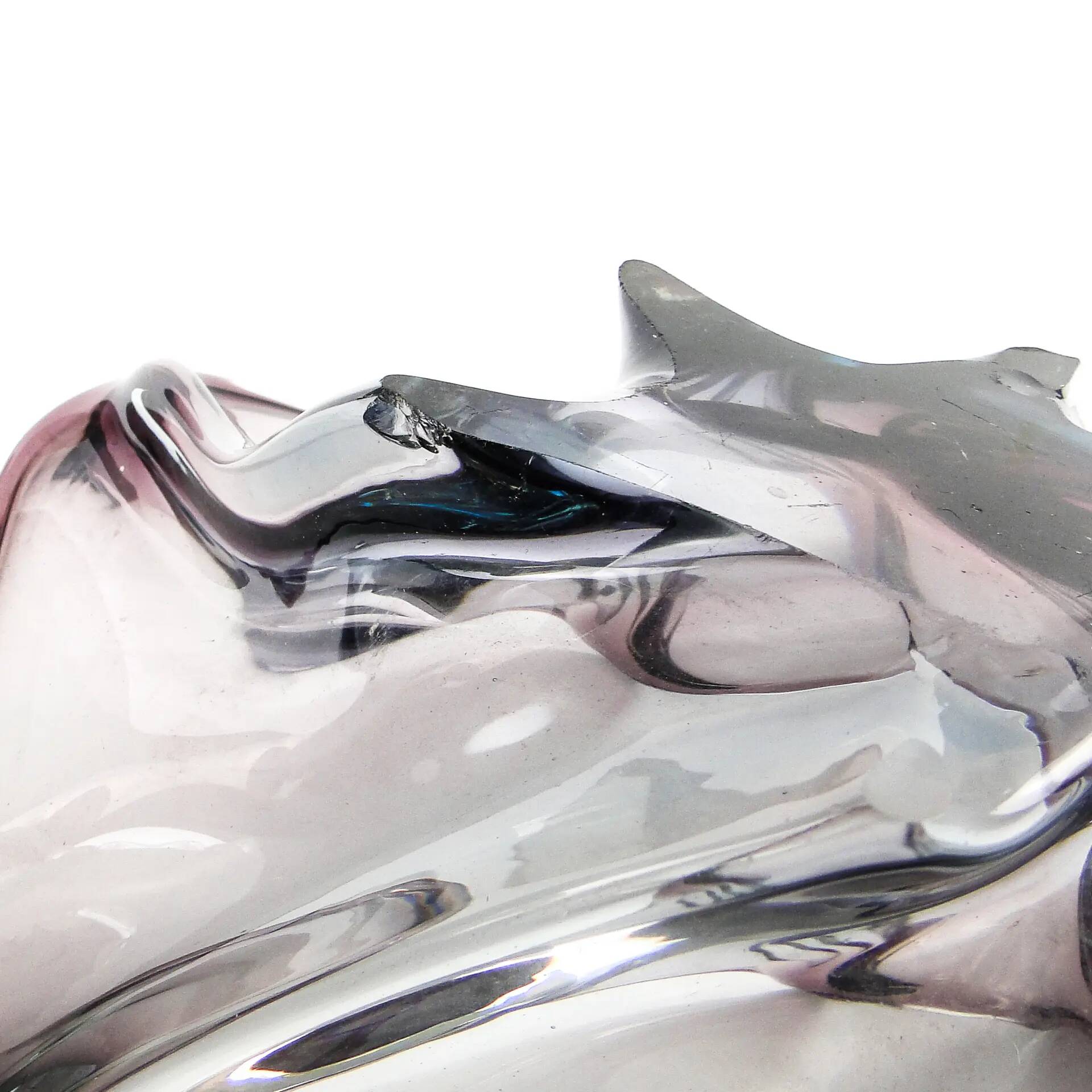 Sommerso bowl, mid-century modern, purple glass, Murano, Italy, 1950s