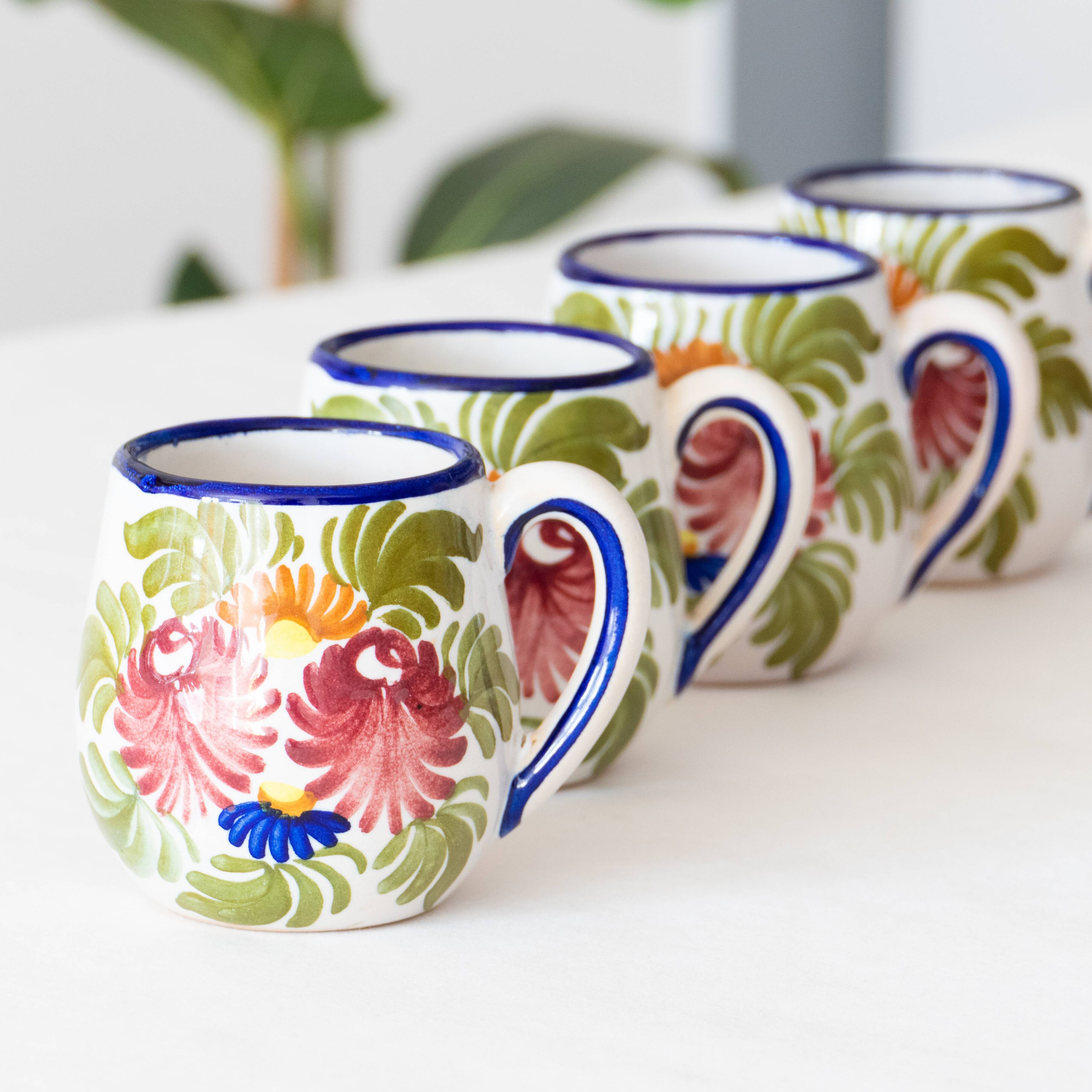 4 hand-painted handcrafted mugs