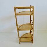 Corner shelf in bamboo rattan 60s 70s
