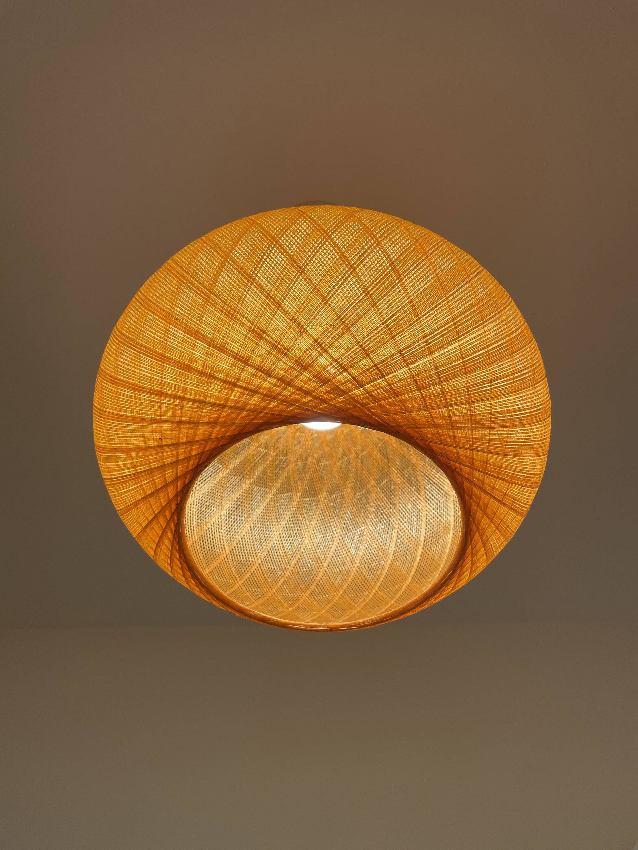 Vintage orange nylon plastic ball pendant from the 70s.