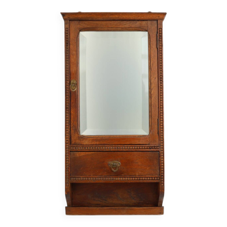 Art Deco Wooden Shaving Cabinet with Mirror, France 1930s